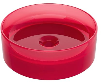 Vente-unique - Vasque à poser ronde translucide en résine - 40 cm - Rouge - SPAVO