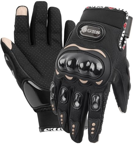 GES Guantes de motocicleta para hombre, guantes de pantalla táctil para todo tipo de clima, transpirables, resistentes al agua, guantes de carreras de motocross para ATV, moto de cross, scooter