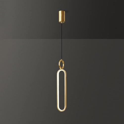 Lámpara Colgante Moderna de latón con LED Regulable, araña Minimalista para Dormitorio, mesita de Noche, luminaria suspendida Ajustable, Lujo