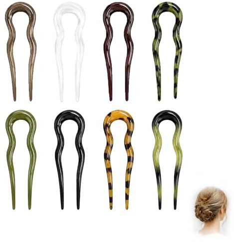 8 Pièces Épingles à Cheveux Françaises Épingles à Cheveux Délicates en Forme de U Pinces à Cheveux Françaises Femme pour chignons et Femmes Tous Types de Raides et Épais Cheveux Bouclés