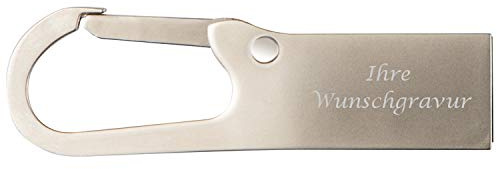USB-Stick mit Gravur / aus metall / mit Karabinerhaken / 8GB