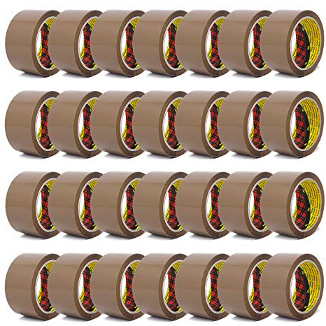 3M Scotch Lot de 36 rouleaux de ruban adhésif d'emballage 305 PP - Déroulement silencieux - Pour emballage - Qualité 3M - 66 m x 50 mm - Marron