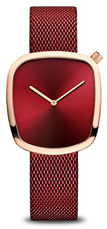 Bering Damen Quarz Uhr | Armbanduhr 34 mm Edelstahlgehäuse und Zifferblatt | Milanaisearmband | Saphierglas | 3 ATM | 18034