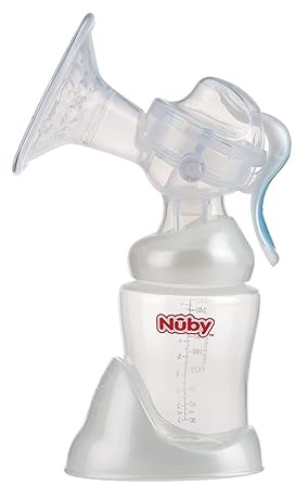 Nûby - Tire-lait manuel pour une aspiration facile et confortable - Membrane douce en silicone avec des ergots massants et une capacité de 240ml