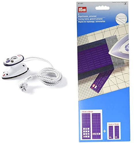 Prym Mini Ferro a Vapore & Righello da Stiro 611937, Confezione da 2