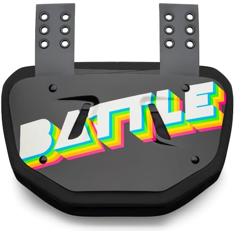 Battle Sports Novelty Fußball Rückenplatte - Hartschale für den unteren Rücken mit konturiertem Schaumstoff für hohen Aufprallschutz - Erwachsene, Retro, Schwarz