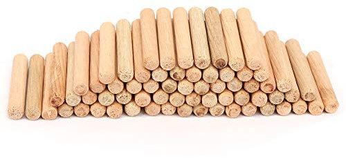Yuecoom Goujons, 1 Paquet de goupilles Rondes en Bois cannelé pour Le Travail du Bois(6 * 40mm / 0.2 * 1.6in)