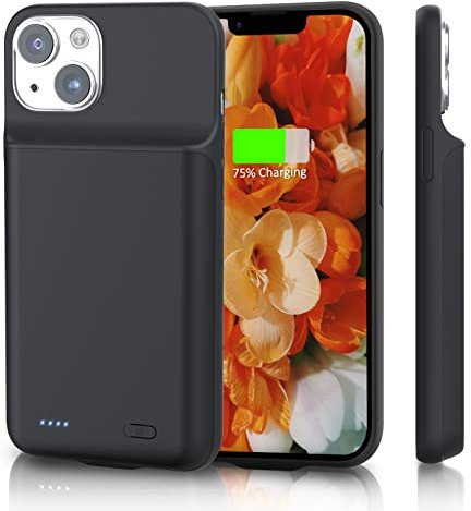 HUOBAO Akkuhülle für iPhone 14 (6,1),6000mAh 15W Power Bank Hülle Zusatzakku Akku Case Akku Ladehülle Handyhülle Akku Battery Case Akku Hülle für iPhone 14 Charger Case-Schwarz