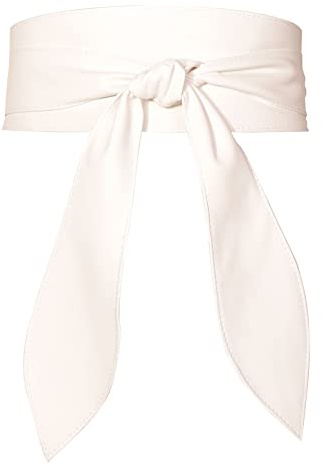 FEOYA Maeau Cintura Larga in Pelle da Donna Bianco Cintura Obi per Vestito Cinturoni Ecopelle Similpelle Ampia Morbida Cinturono Fusciacca Fascia con Fiocco a Vita Alta Annodata Nodo S M