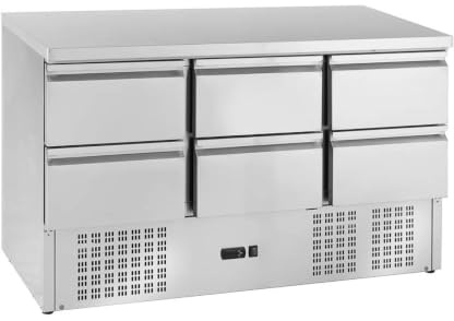 GastroHero Kühltisch, 368L, 6 Schubladen, Edelstahl SH903-6D | passend für GN 1/1, Tiefe der GN-Behälter 100 mm, Temperatur +2°C bis +8°C, digitale Temperaturanzeige, Gastronomie