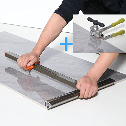 KhUKhu Professioneller manueller Fliesenschneider-Werkzeugsatz aus Porzellan mit großem Fliesenschneider (kann 48 Zoll schneiden), Einer Elektrozange, 3 Schneidklingen und 3 Schneidrädern