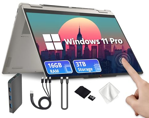 Lenovo Yoga 7i 2 en 1 40.6 cm 2K Laptop con pantalla táctil, Intel Ultra 5 125U, 16GB LPDDR5X, 2.28TB de almacenamiento (2TB SSD + 288GB Docking Station Set), teclado retroiluminado, lector de huellas