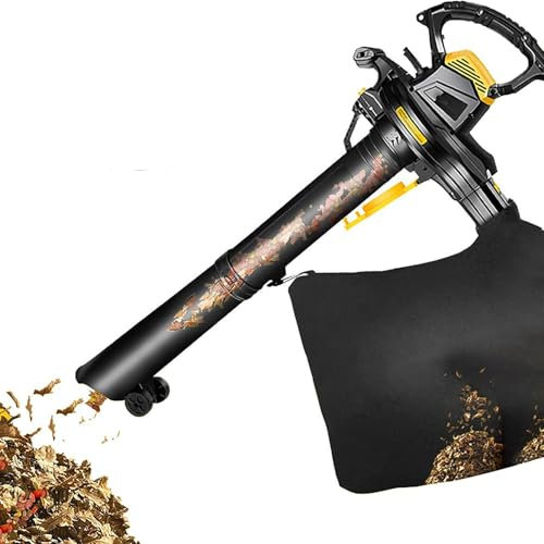 Souffleur de feuilles électrique puissant, aspirateur et broyeur de jardin 3800 W, souffleurs de feuilles multifonctions à 6 vitesses variables avec sac de collecte de feuilles de 40 L pour l'entret