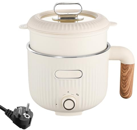 Elektrische Hot Pot, Tragbare Mini Antihaft Multikocher Mit Dämpfkorb, Edelstahl Elektrischer Kochtopf Bratpfanne, Duale Leistungssteuerung Schnelle Erwärmung, Schneller Ramen Kocher Suppentopf