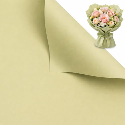 40 Fogli Carta Oya per Fiori, Carta da Imballaggio Impermeabile per Bouquet e Confezioni Regalo, Carta per Fioristi per Packaging Floreale e Artigianato, Dimensioni 55 * 54 cm (Verde)