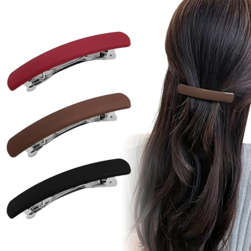 3 pasadores planos para cabello grueso y fino, accesorios pelo mujer, con pinzas antideslizantes y de sujeción fuerte | Pinzas francesas de plástico ligeras