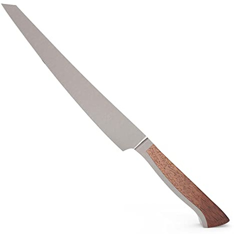 GÜDE Solingen - Couteau à jambon forgé, 21 cm, bois de noyer, CAMINADA, couteau à découper, fabriqué à la main en Allemagne, Marron