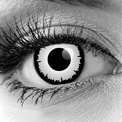 MYSA LENS Lentilles De Contact De Couleur halloween blanche Déguisement en vampire lunatic Etui Offert 12 Mois sans correction