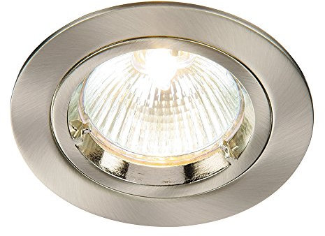 Betta Lighting Recessed Lighting – GU10 LED Spotlights for Ceiling – IP20 Downlights Mains Powered Ceiling Spots for Kitchen Bedroom Lounge - Halogen or LED – Fixed Version, Satin Nickel