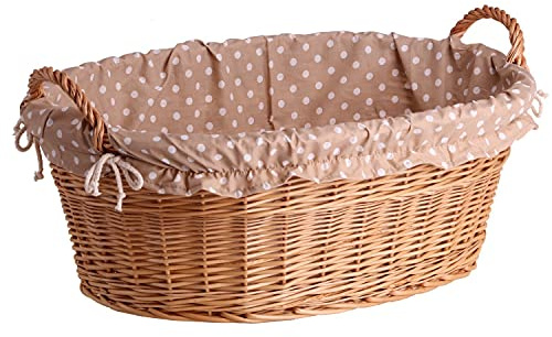 e-wicker24 Alles aus Weide Ovale naturfarbige Weidenschüssel, Wäschekorb aus Weide, Weidenwanne in Naturfarbe, Weidenkorb in Wanneform