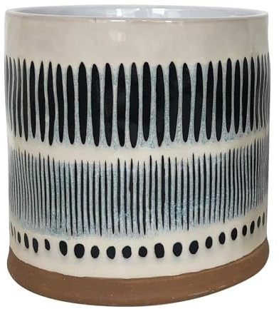 Blue Sky Clayworks Ink Toby 5 Flower Pot, Ceramic, 6 D x 6 W x 6 H, Graphic Dash-and-Dot Pop