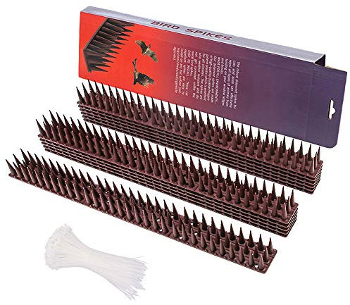10PCS Bird Spikes Wall Fence Spikes Birds Defence Spikes Bird Deterrent Repellent Fence Birds Defence Spikes and 100PCS Nylon Zip Ties for Small Birds Pigeons Cats