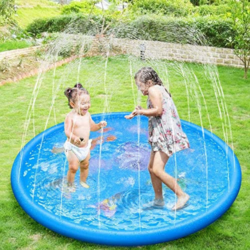 KAHEIGN Splash Pad 170cm Sprinkler Wasser Spielmatte, Wasserspielzeug Kinder Spielzeug für Draußen Outdoor Garten, Sprinklerauflage Sommer Spielzeug für Kinder ab 2 3 Jahren und Haustiere