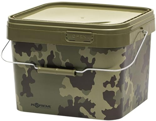 Korda Compac Bucket Angeleimer, Quadratischer Ködereimer für einfaches Stapeln und Transport, Praktischer Futtereimer für Karpfenangler, 10 Liter