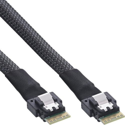 InLine Slim SAS Kabel, SFF-8654 4i zu SFF-8654 4i, internes High-Speed Verbindungskabel für RAID Controller, JBOD, HBA, 24Gb/s, 1m, 27642B