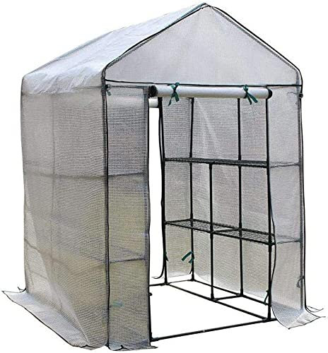LSDRALOBBEB Treibhaus Foliengewächshaus Begehbares Gewächshaus mit Regalen 210X140x195cm Großes verstärktes Gewächshaus mit Stahlrohrrahmen, 2 Regale Heavy Duty Grow House 807(Size:280 * 140 * 195CM