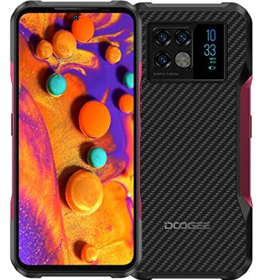DOOGEE 5G Outdoor Smartphone ohne Vertrag V20, 6,4’’ 2K AMOLED Display, 64MP Dreifach AI Kamera+20MP Nachtsichtkamera, Android 11 IP68 Wasserdichtes Handy, Octa Core 8GB+256GB Dual SIM NFC Rot