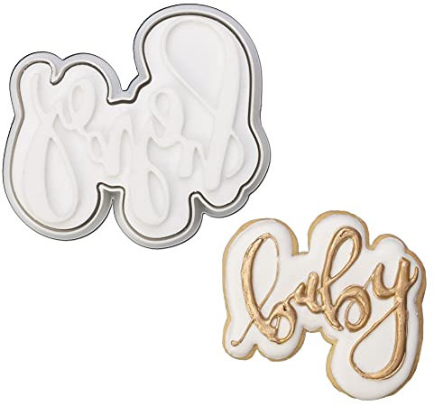 Mostop 3D Cookie Cutter with Baby Letter Stampers Baby Shower Cake Mold Fondant Decorating Tools DIY Mold for Sugar Craft Baking Mould Kids' Birthday Party Kitchen Tools