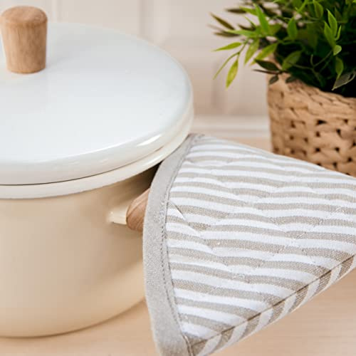 Sancarlos Topflappen, 2 Stück, beige und weiß, 100% Baumwolle, hitzebeständig.