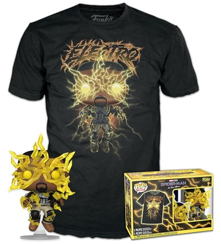 Funko Pop! & Tee: Spider-Man: NWH - Electro - Si Illumina Al Buio - Small - (S) - Marvel - T-Shirt, Maglietta - Vestiti con Figura in Vinile da Collezione - Idea Regalo per gli Adulti Uomini e Donne