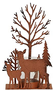 NETPROSHOP Windlicht mit Winterlandschaft aus Metall Höhe ca. 20 cm