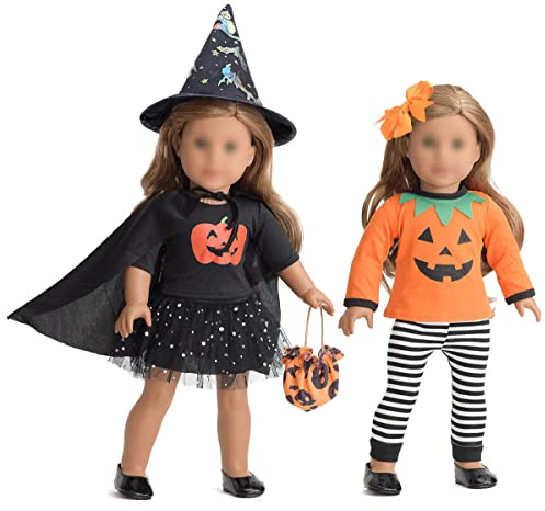 sweet dolly 18 Inch Doll Clothes Accessories Halloween Pumpkin Witch Costume Pumpkin Suit Set for 18 inches Dolls