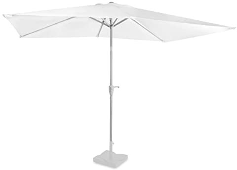 VONROC Parasol de Jardin Extérieur Rapallo 200x300cm Blanc - Parasol Rectangulaire Inclinable en Toile Protection Solaire UPF 50+ - Manivelle Anti Retour, Housse de Protection Incluse