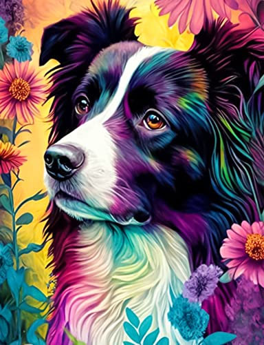 Diamond Painting Set Tier Hund Leopard, DIY 5D Diamant Painting Bilder Erwachsene Kinder, Diamond Malerei Full Drill Stickerei Kits für Anfänger, Kristallkunst für Home Wall Décor (Hund,30x40cm)