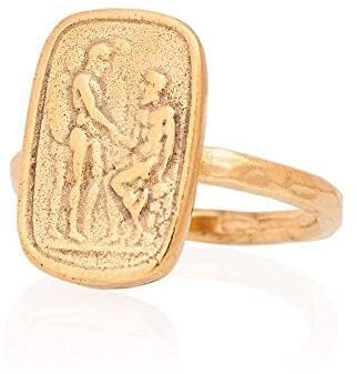 Münzring, Antiker römischer Münzring, Signet-Münzring. 24K vergoldeter antiker griechischer Silberring. Münzring aus 925er Sterlingsilber.