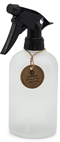 OFFIDIX Glas-Sprühflasche, Handdruck-Pflanzennebel mit oberer Pumpe, 0,43 l, Milchglas-Sprühflasche mit verstellbarer Düse für Gartenarbeit und Reinigung (transparent)