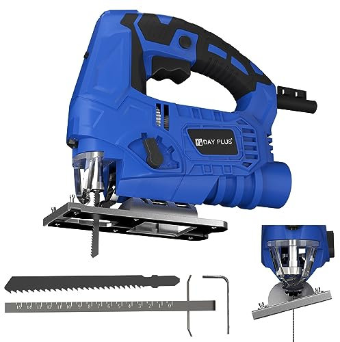 Corded Jigsaw Power Tool Electric Saw To Cut Wood, 700W 2800SPM Electric Jigsaw with Laser Guide, 4 Orbital Settings, 45° Bevel Adjustment, LED Light, Parallel Saw Guide for Wood Plastic Metal Cutting
