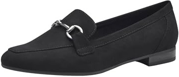 MARCO TOZZI Damen Loafer ohne Absatz Vegan mit Schnalle, Schwarz (Black), 39 EU