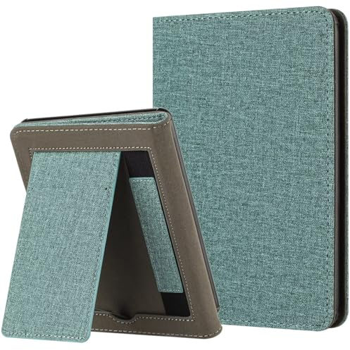 MOKASE para 6.8 Kindle Paperwhite 11ª Generación Funda(Modelo:M2L3EK/M2L4EK), Funda rígida de Cuero PU, Despertador/Dormir Automático con Correa de Mano para Kindle Paperwhite 2021, Pine Green