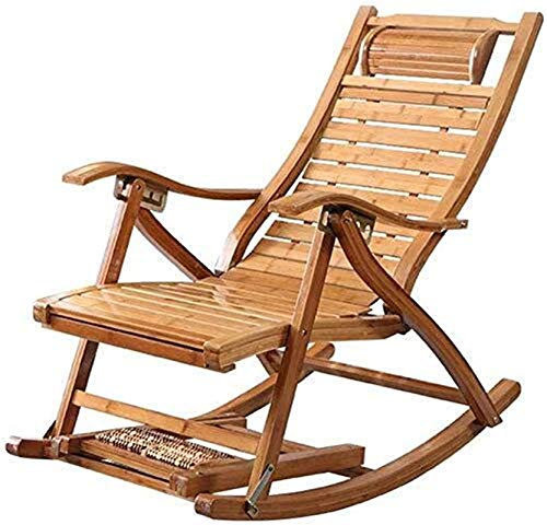 Leichter, zusammenklappbarer Chaiselongue aus Bambus, Verstellbarer Schaukelstuhl, Liegestuhl für den Garten, zum Sonnenbaden mit Fußhocker und verlängerter Massage, Balkon-Liegestuhl (Farbe: Stuhl)