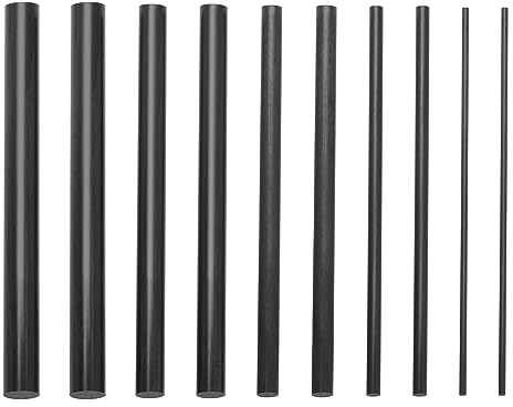 ECSiNG 10 Stück Kohlefaser Angelruten Reparatur Kohlefaser Fliegenfischer Set Solide Kohlefaser Stange für Baitcasting Ruten Spinnruten Reparatur 2mm 4mm 6mm 8mm 10mm