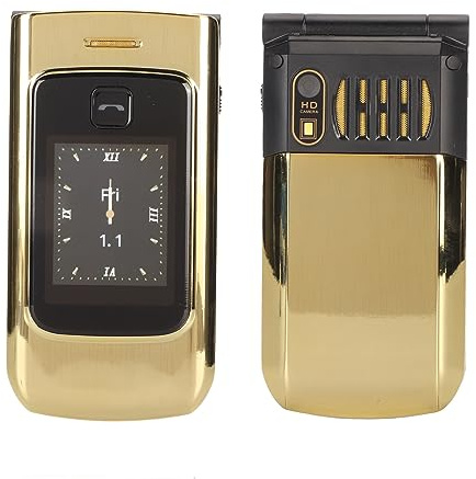 4G Flip-mobiltelefon för Seniorer, Olåst Robust Flip-telefon med Stor Knapp, Klart Ljud, SOS-knapp, Dual Screen, 4800mAh Batteri, GPS (Guld)