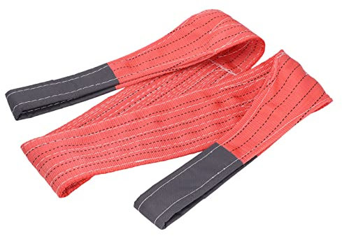 Hebegurt-Riemen mit Doppelter Ösen-Ringschnalle, Industrie-2M-Objektschlingen, Rund, 6,56 Fuß, 11023 Pfund, Polyester, 5T, Rotes Polyester-Rundgewebe