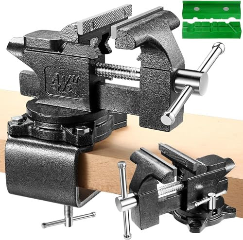 Schraubstock - Tischschraubstock drehbar 270°, 110 mm Spannweite,2-in-1-Mehrzweck-Hochleistungs-Schraubstock mit multifunktionalen weichen Backen