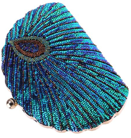 WRITWAA Pochette da Sera Elegante in Poliestere Verde Decorazioni Scintillanti per Donna, Borsa da Festa e Banchetto, Design alla Moda e Raffinato