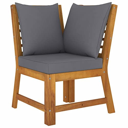 Tidyard Modular Ecksofa Gartensofa Sofa Lounge Gartenmöbel Einzelsofa Sessel Holzsofa Outdoor Terrasse Modular-Sofa-Eckteil mit Dunkelgrauen Kissen Massivholz Akazie